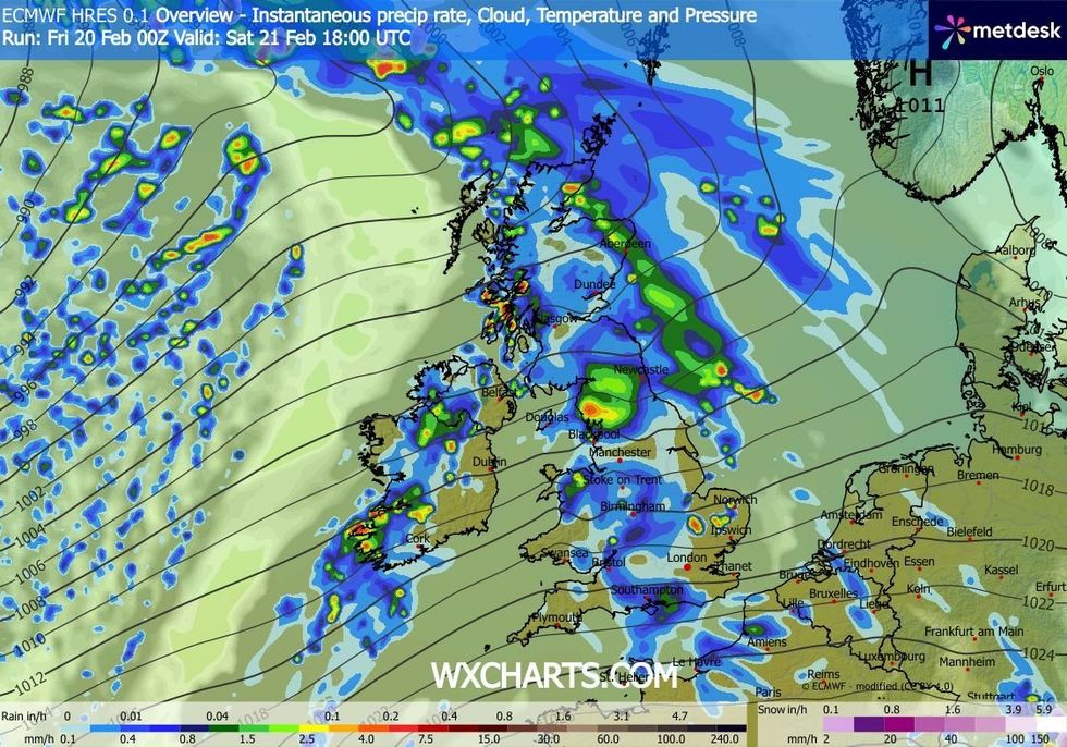 Rain is expected to sweep the UK over the weekend