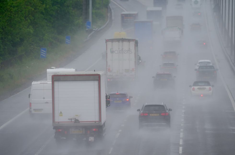 Rain on motorway