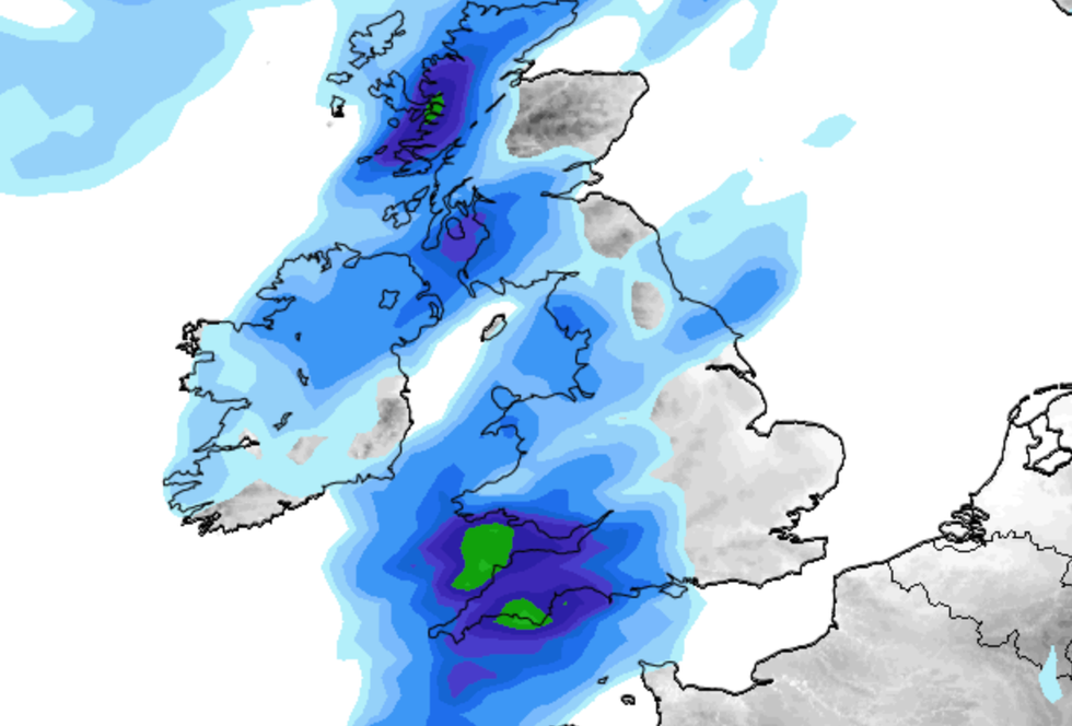 Rainfall across UK