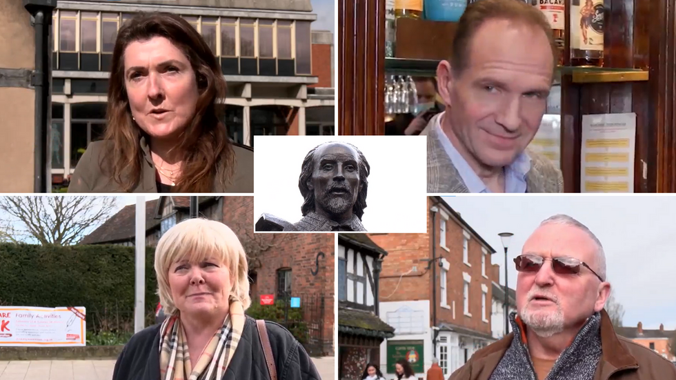 Ralph Fiennes, locals in Stratford upon Avon, Shakespeare statue