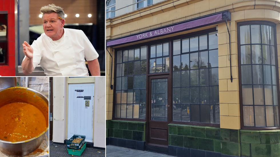 Ramsay/Soup/Potatoes outside door/York and Albany pub
