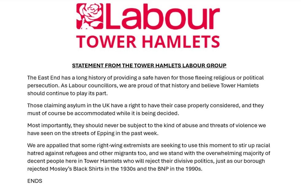 READ IN FULL: Tower Hamlets Labour releases its statement
