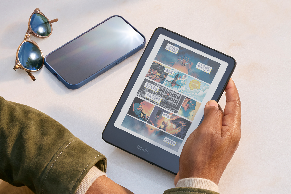 Reader holding new Kindle Colorsoft 16GB