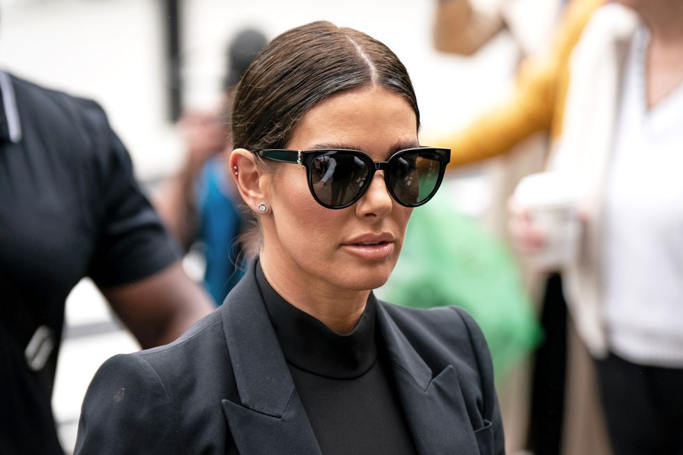 Rebekah Vardy arrives at the Royal Courts Of Justice, London, as the high-profile libel battle between Rebekah Vardy and Coleen Rooney enters its second day. Picture date: Wednesday May 11, 2022.