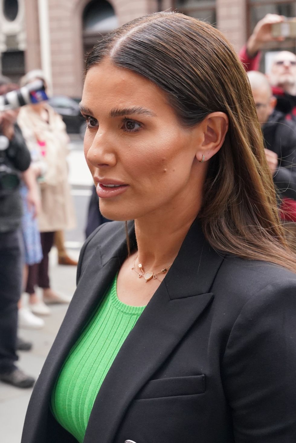 Rebekah Vardy arrives at the Royal Courts Of Justice, London, as the high-profile libel battle between Rebekah Vardy and Coleen Rooney continues. Picture date: Thursday May 19, 2022.