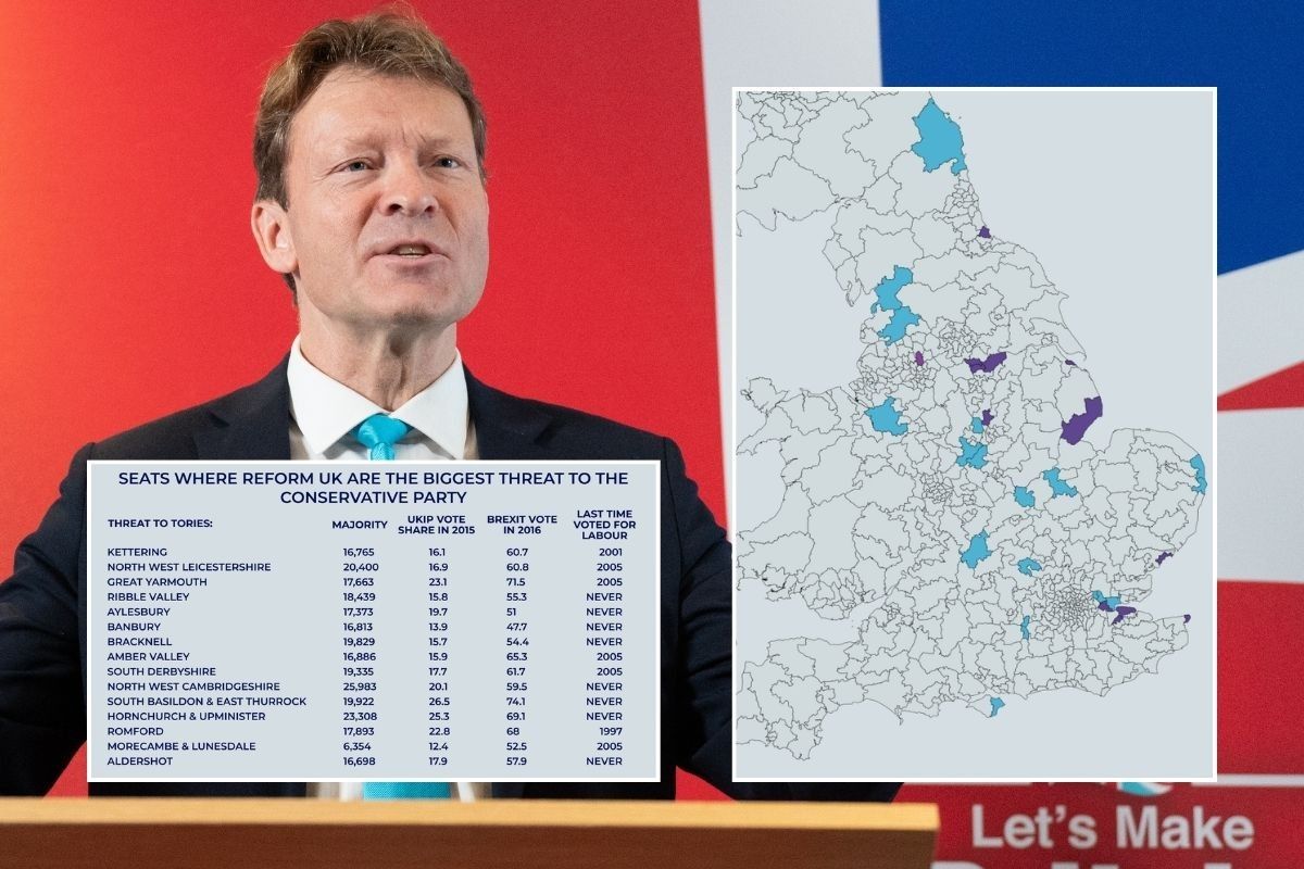 Reform UK's 12 target seats... and another 19 where Richard Tice could destroy Tory hopes