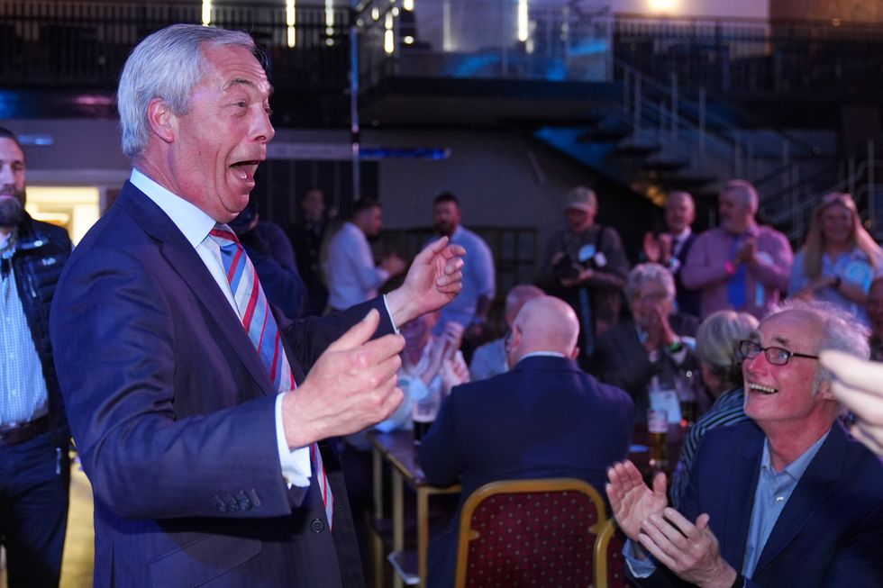 Reform UK leader during a visit to The Big Club in Newton Aycliffe, County Durham