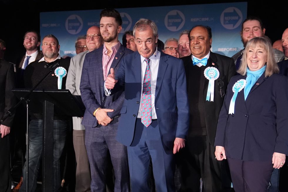 Reform UK leader Nigel Farage and Doncaster mayoral candidate Alexander Jones along with council candidates during the Reform UK campaign launch and mayoral announcement