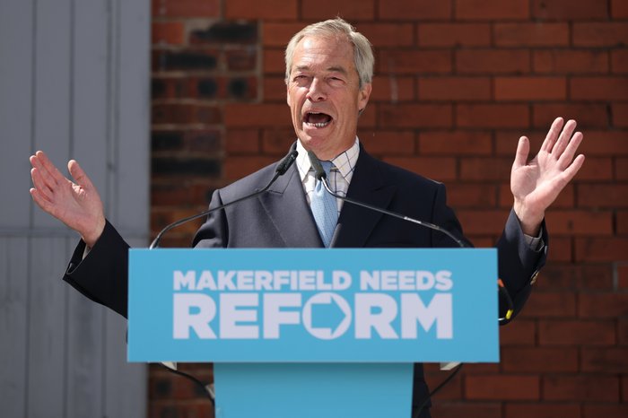 Reform UK leader Nigel Farage appeared in Makerfield today
