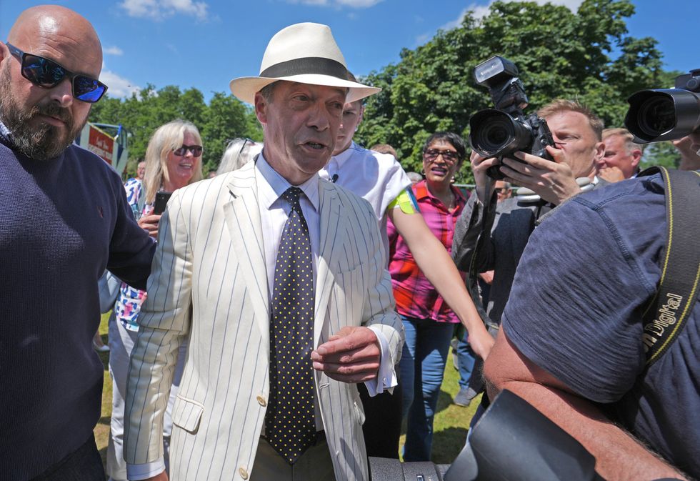 Reform UK leader Nigel Farage at the Mercure Maidstone Great Danes Hotel