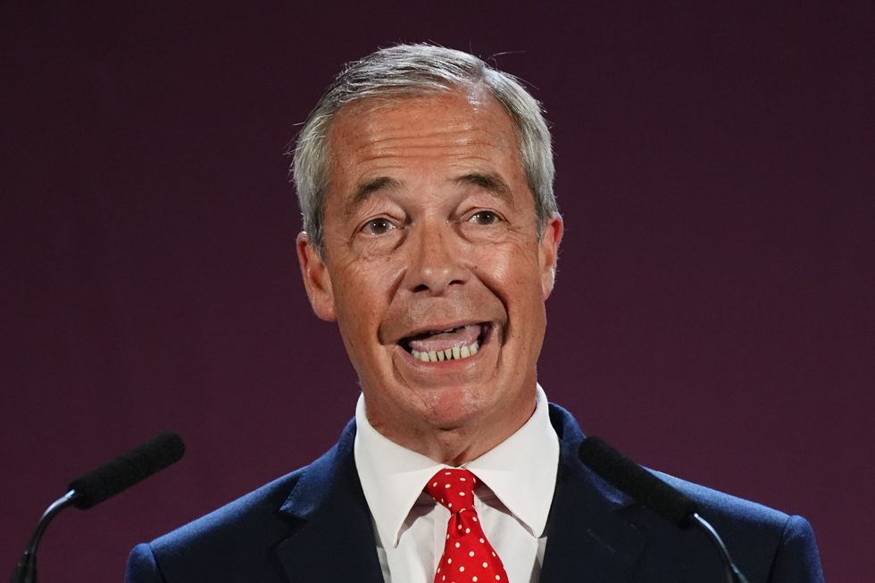 Reform UK leader Nigel Farage delivering his speech in Oxfordshire