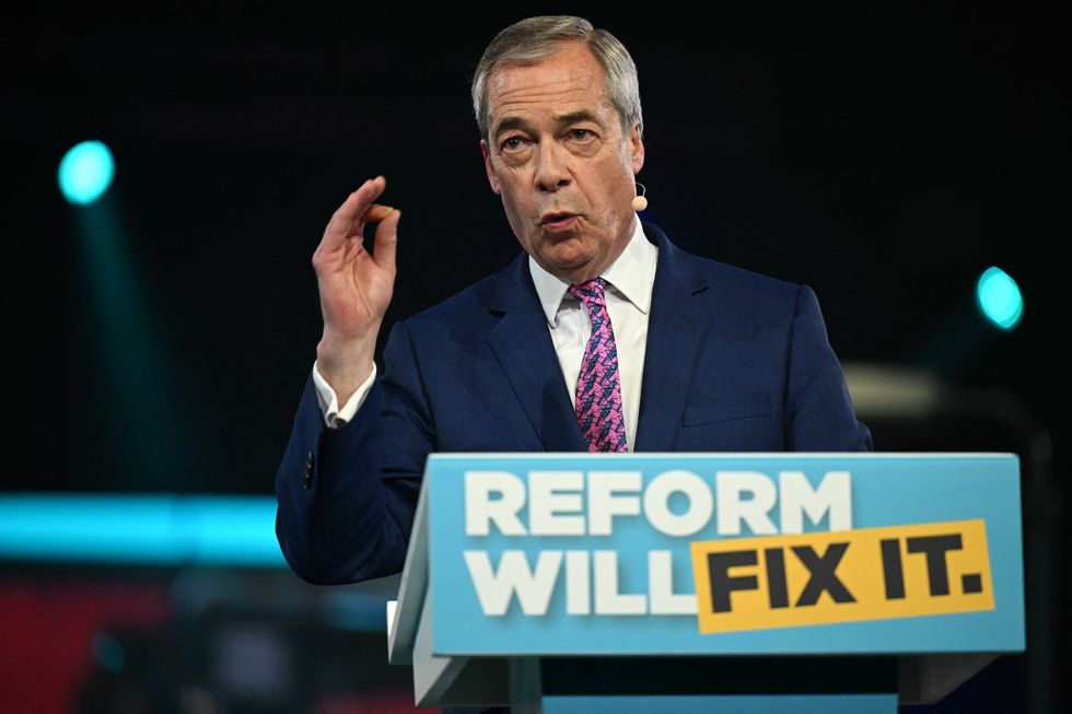 Reform UK leader Nigel Farage in Birmingham