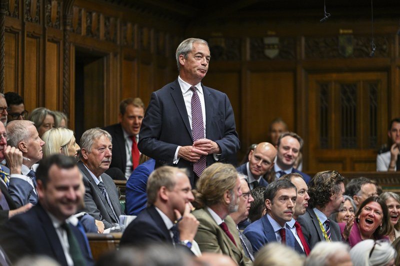 Reform UK leader Nigel Farage speaking during Prime Minister's Questions