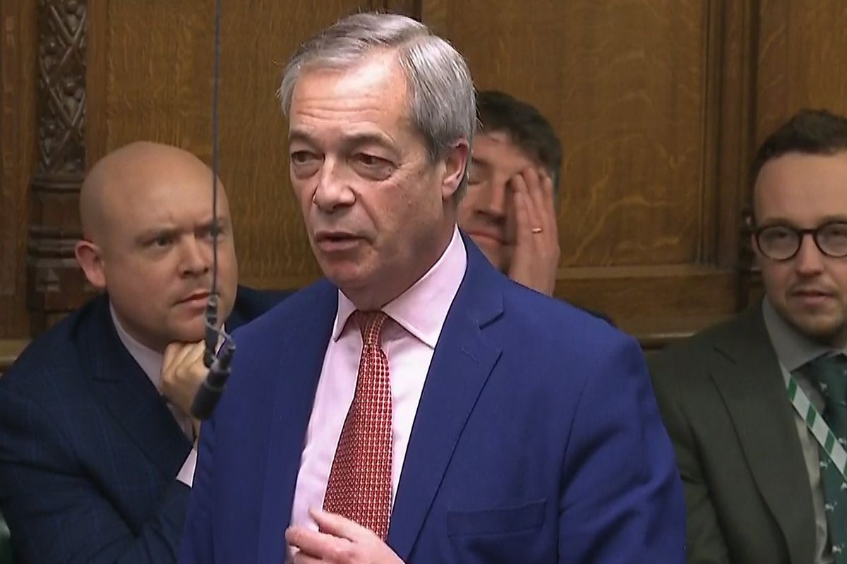 Reform UK leader Nigel Farage speaking during Prime Minister's Questions