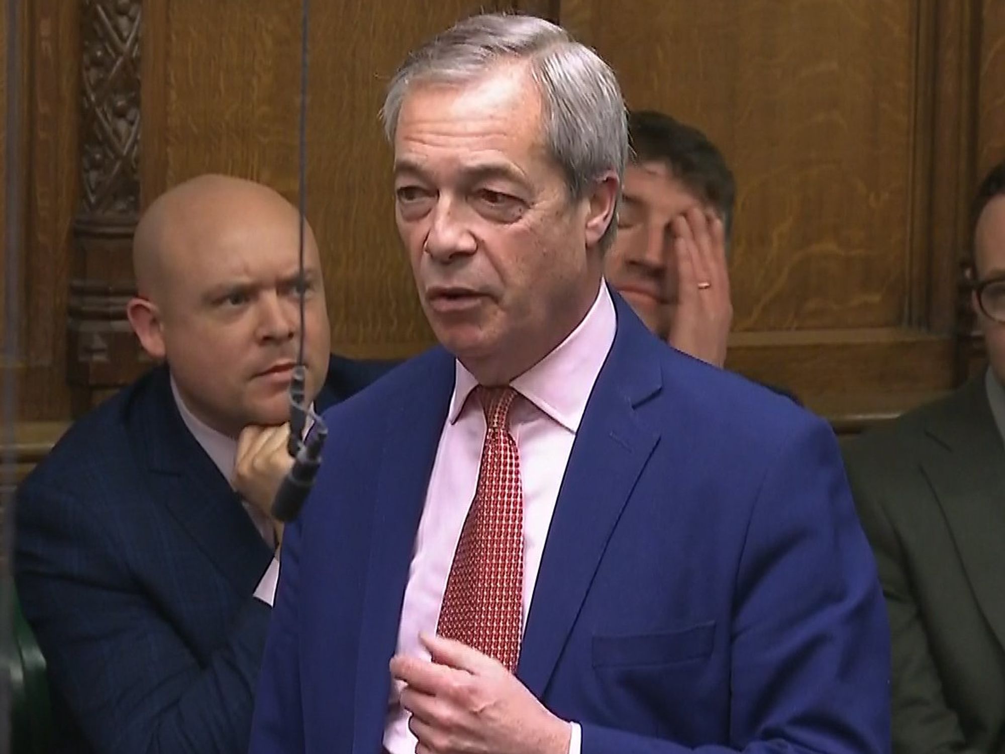 Reform UK leader Nigel Farage speaking during Prime Minister's Questions