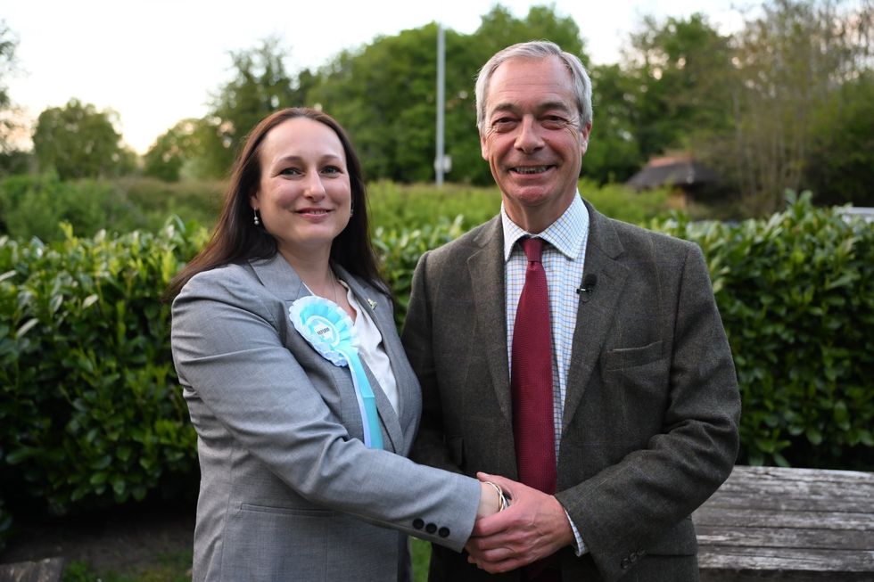 Reform UK Liz Williams alongside Nigel Farage