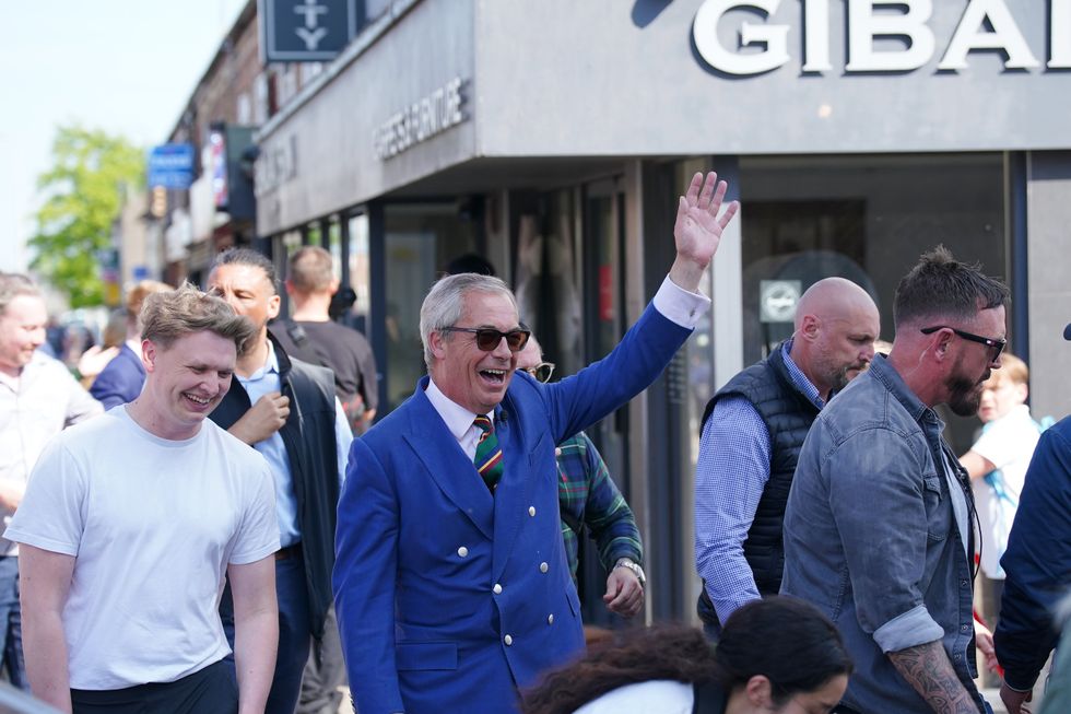 Reform UK party leader Nigel Farage campaigns in Scunthorpe, Lincolnshire