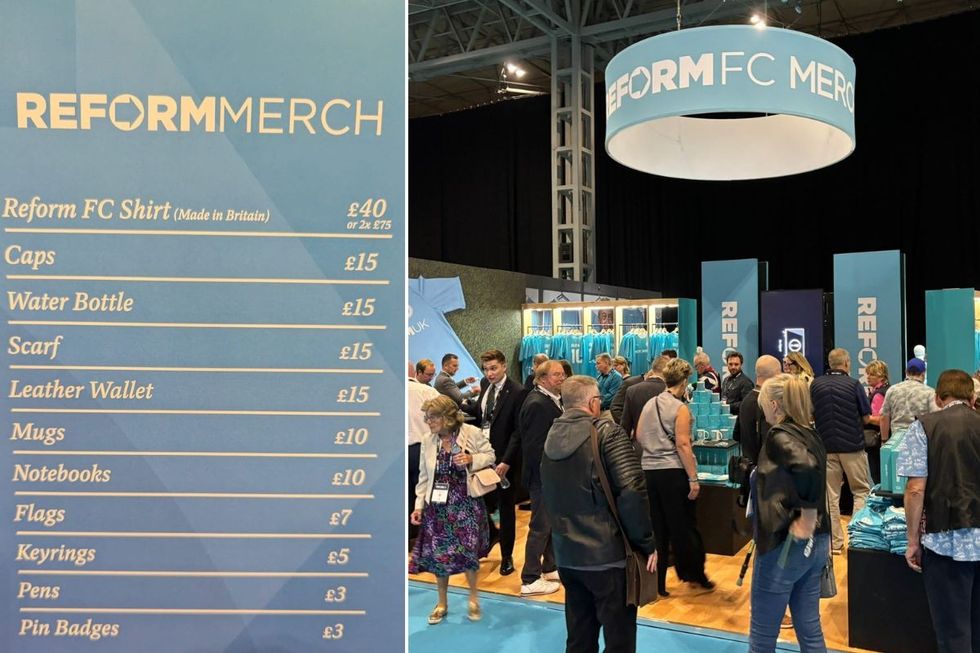 Reform UK's merchandise stand was selling football shirts like hotcakes