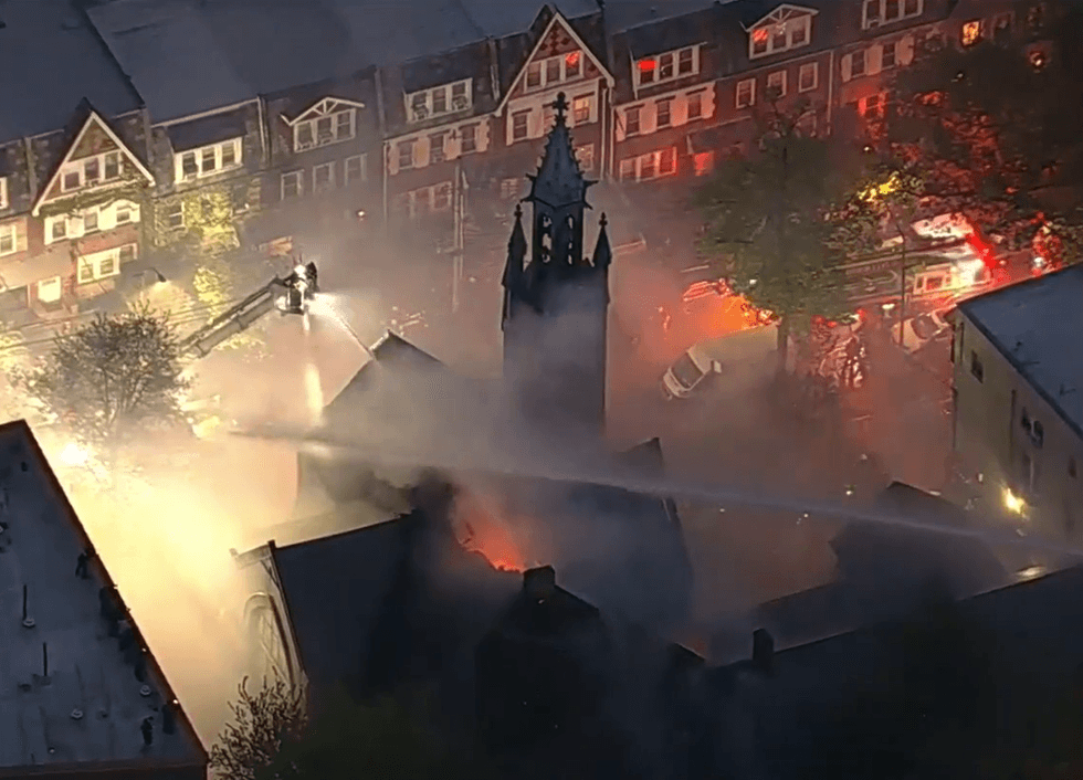 Fire rips through one of New York City's oldest churches - crews rush to save structure from devastating blaze