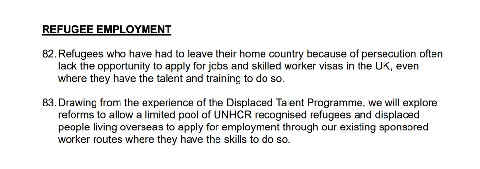 Refugee clause in immigration paper