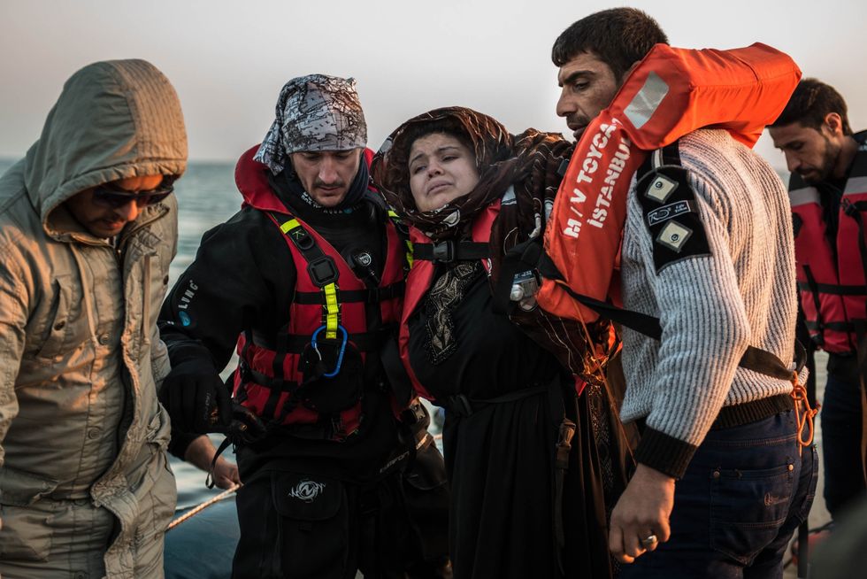 Refugees arriving on Lesbos in 2015