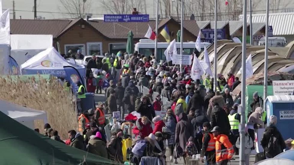 Refugees attempting to cross into the Poland