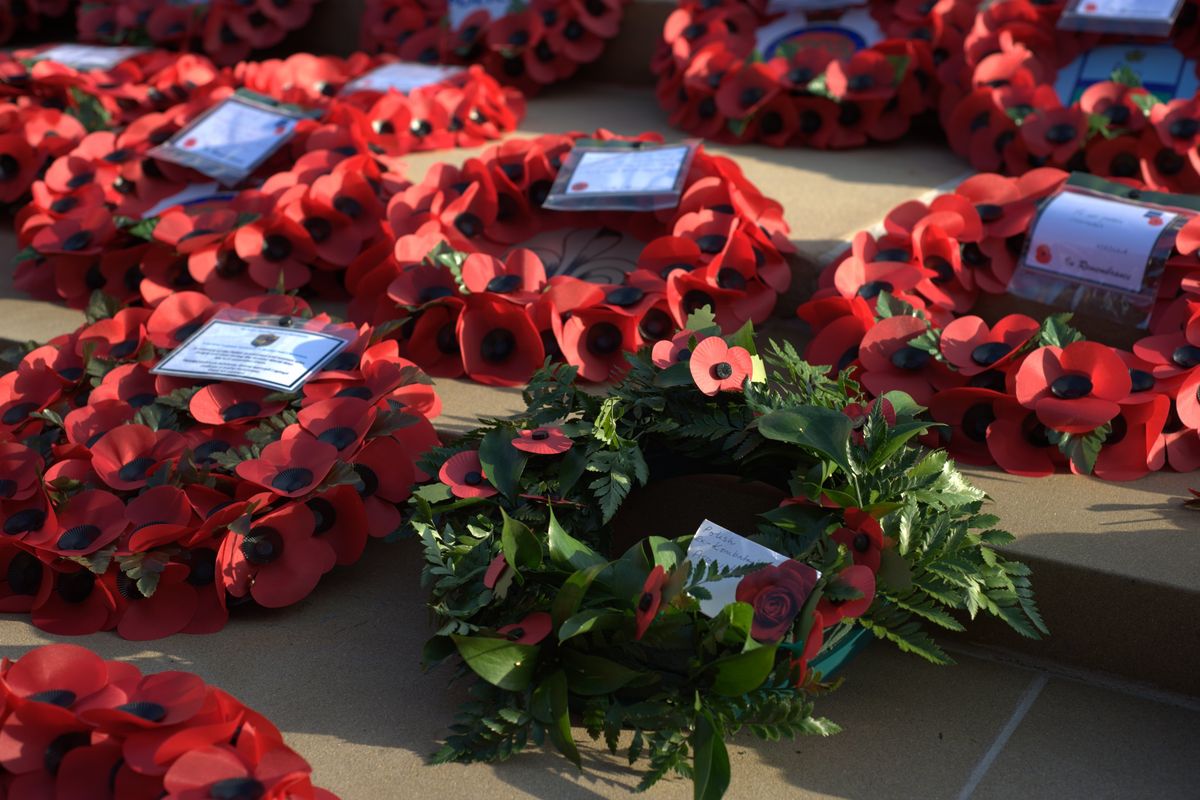 Remembrance wreaths being laid