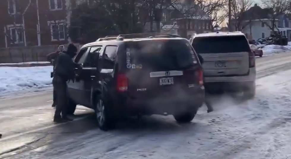 Renee Good driving towards Ice agent