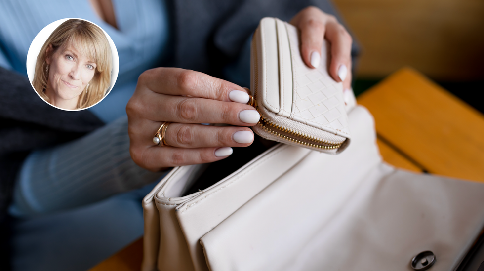 Renee Hoenderkamp (left), woman opening purse (right)