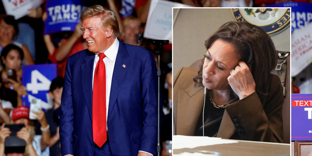 NextImg:Donald Trump blasts 'fake' Kamala Harris as he points out 'glaring flaw' in 'staged' photo