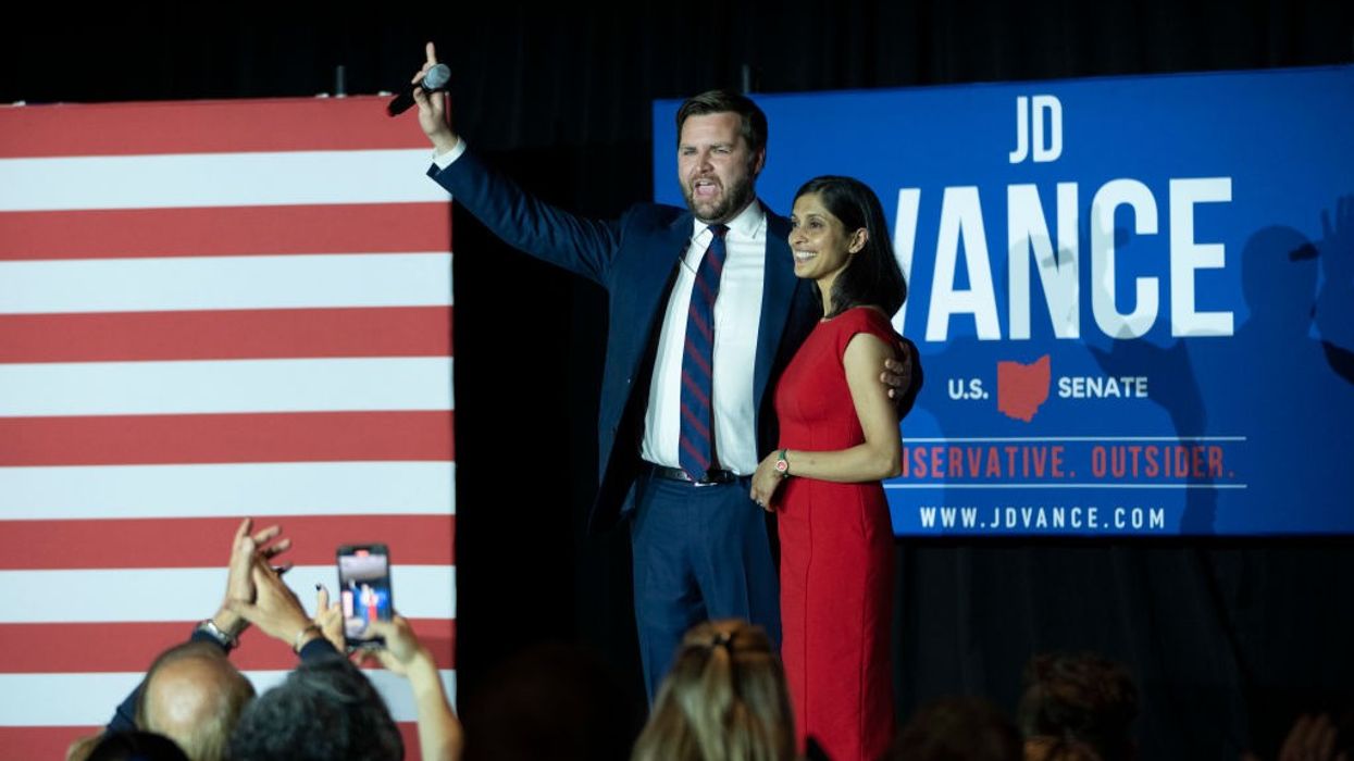  Republican US Senate candidate JD Vance and his wife Usha Vance