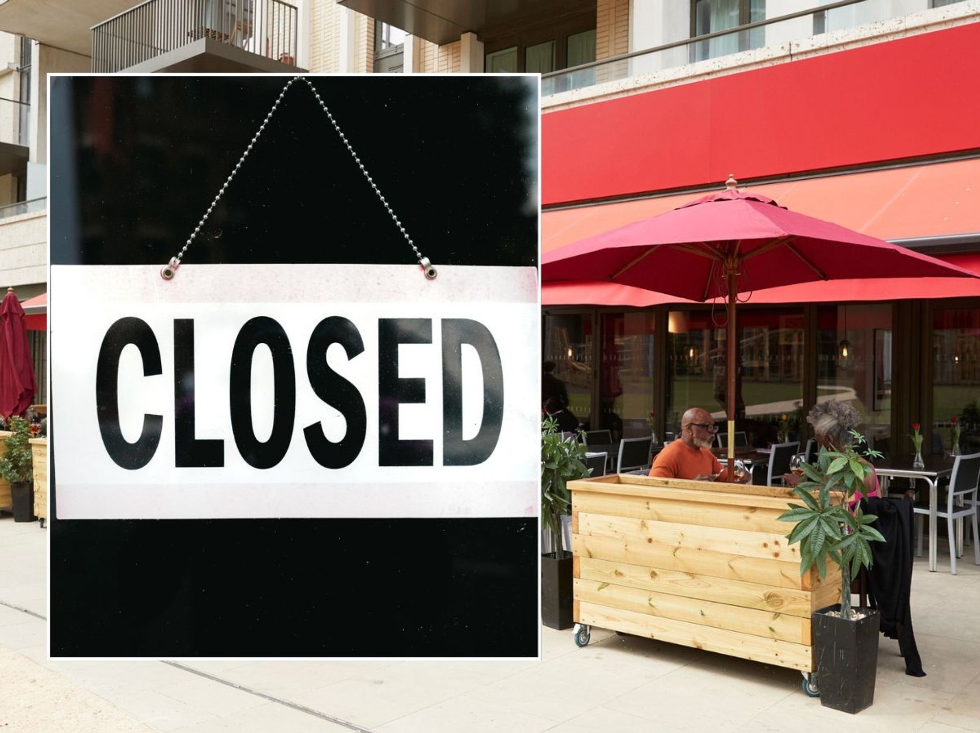 Restaurant chain and closed sign