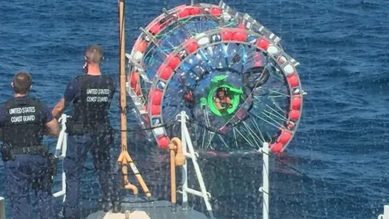 Reza Baluchi in his hamster wheel vessel