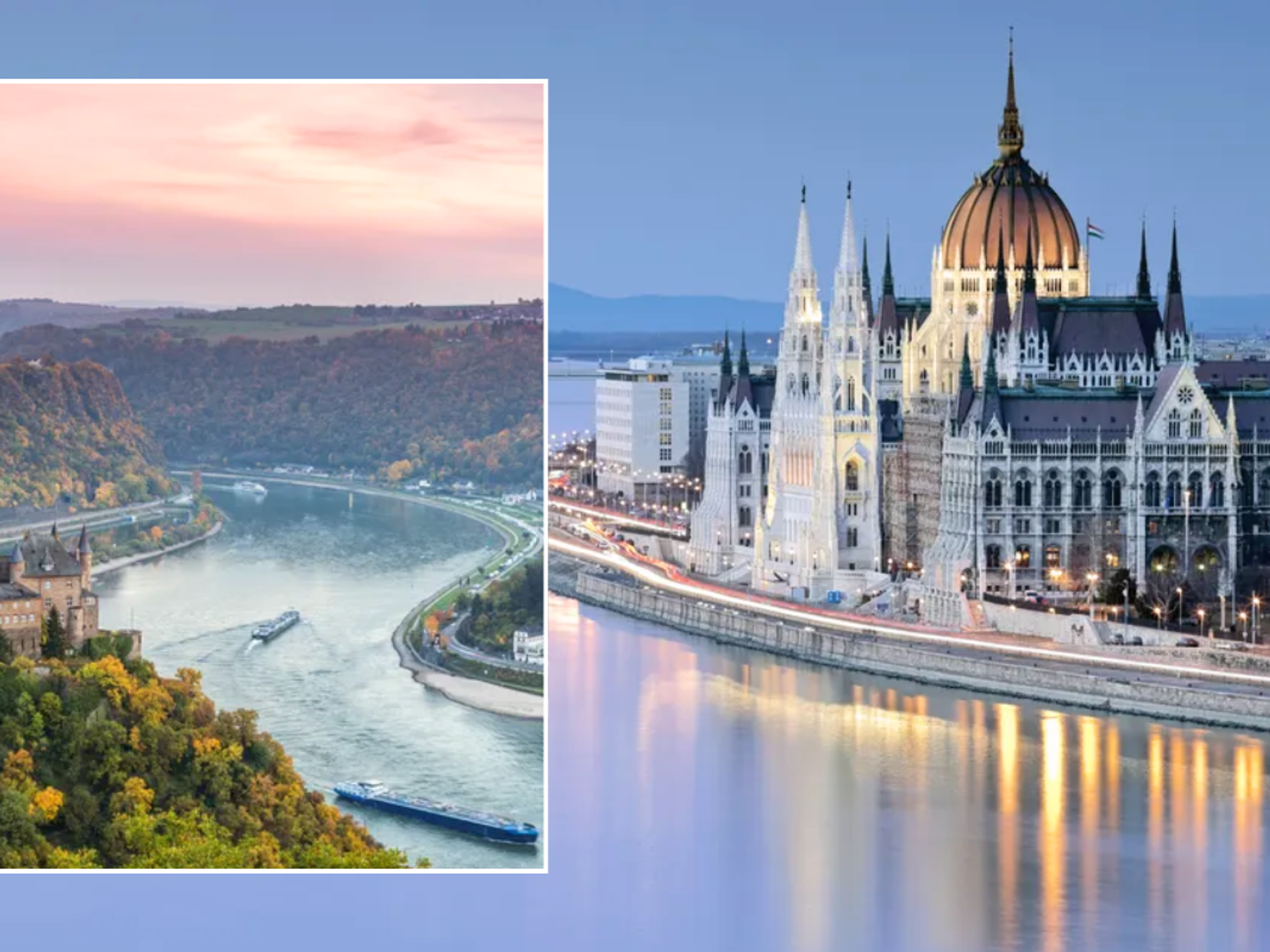 Rhine River and mountains / Danube River