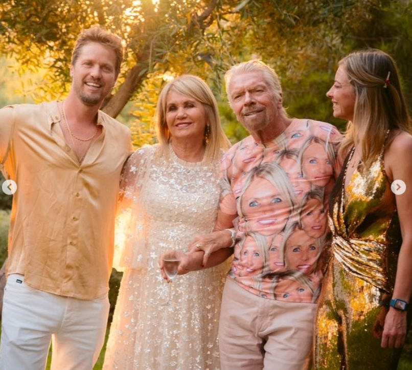 Richard Branson, Joan Templeman and their two children