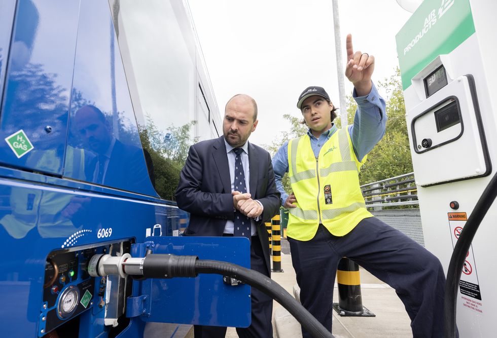 Richard Holden at the launch of a fleet of 20 hydrogen fuel cell buses\u200b
