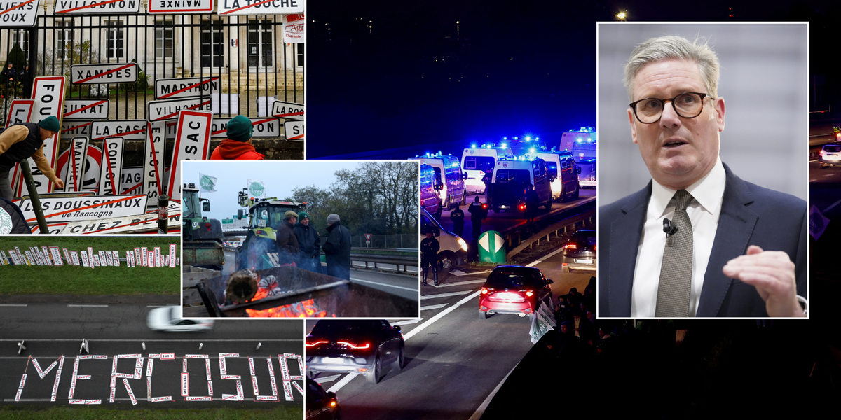 NextImg:Farmers in France spark CHAOS - just hours before Starmer to be hit with his own furious protest