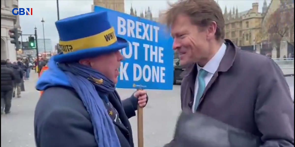 NextImg:Richard Tice hilariously trolls ‘Stop Brexit Man’ Steve Bray as UK marks anniversary