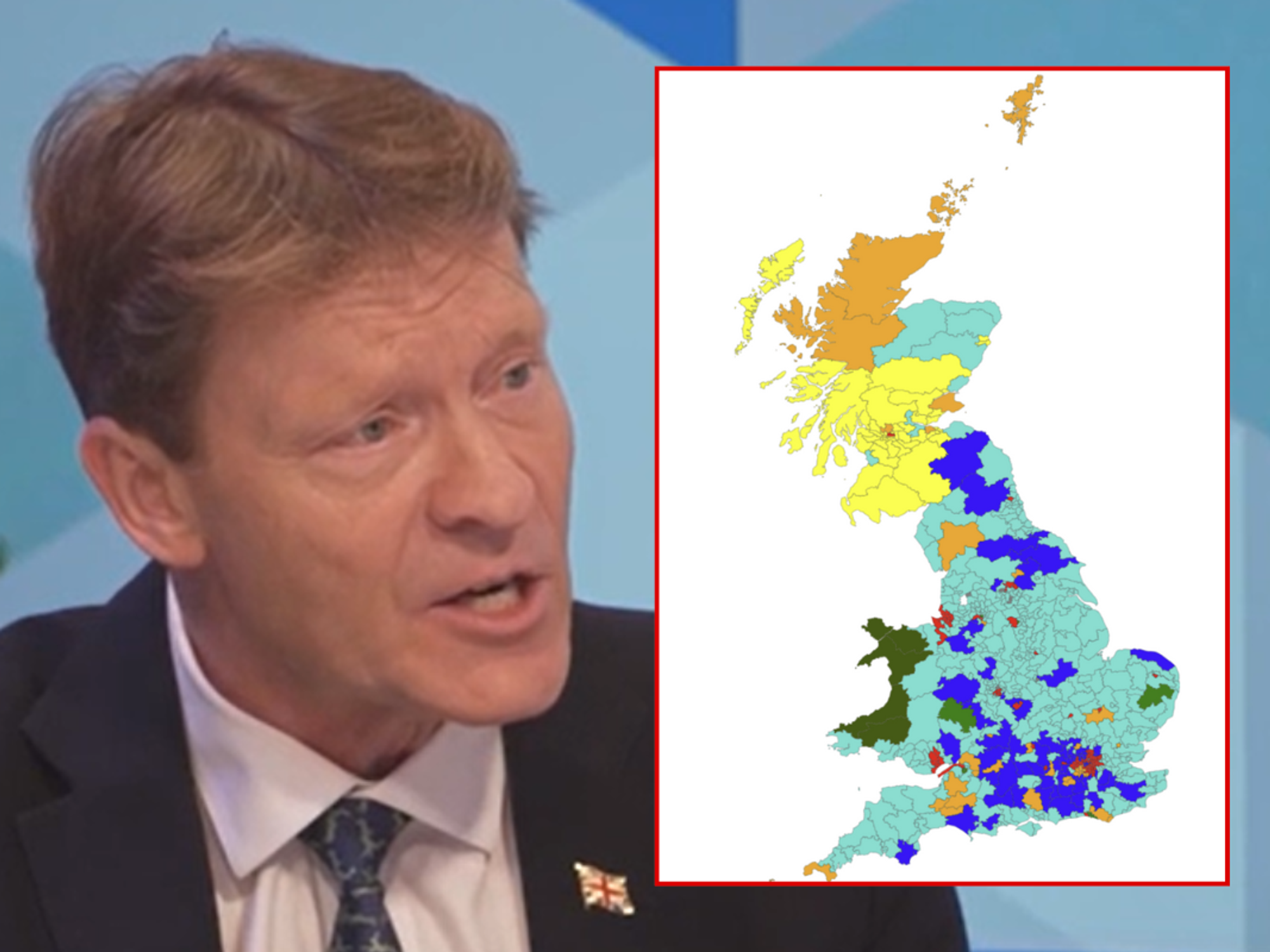 Richard Tice; More in Common polling map of UK