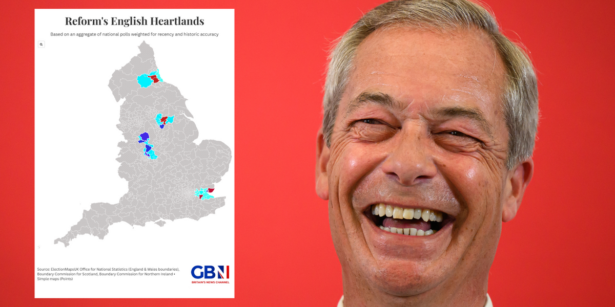 NextImg:MAPPED: Reform’s new heartlands revealed as Farage’s party set to decimate Labour strongholds – is YOURS one?