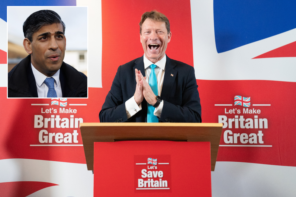 Richard Tice with inset of Rishi Sunak