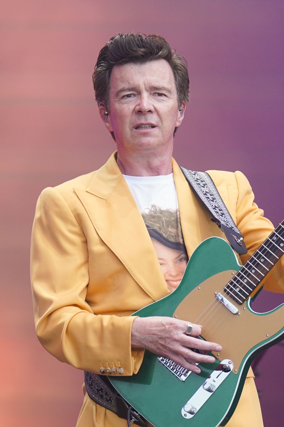 Rick Astley performing