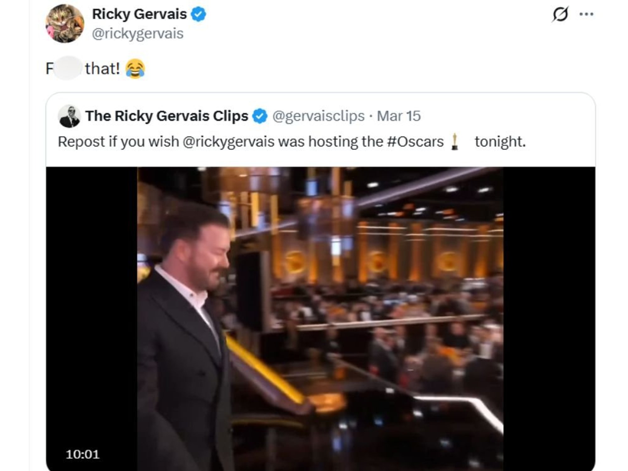 Ricky Gervais X post