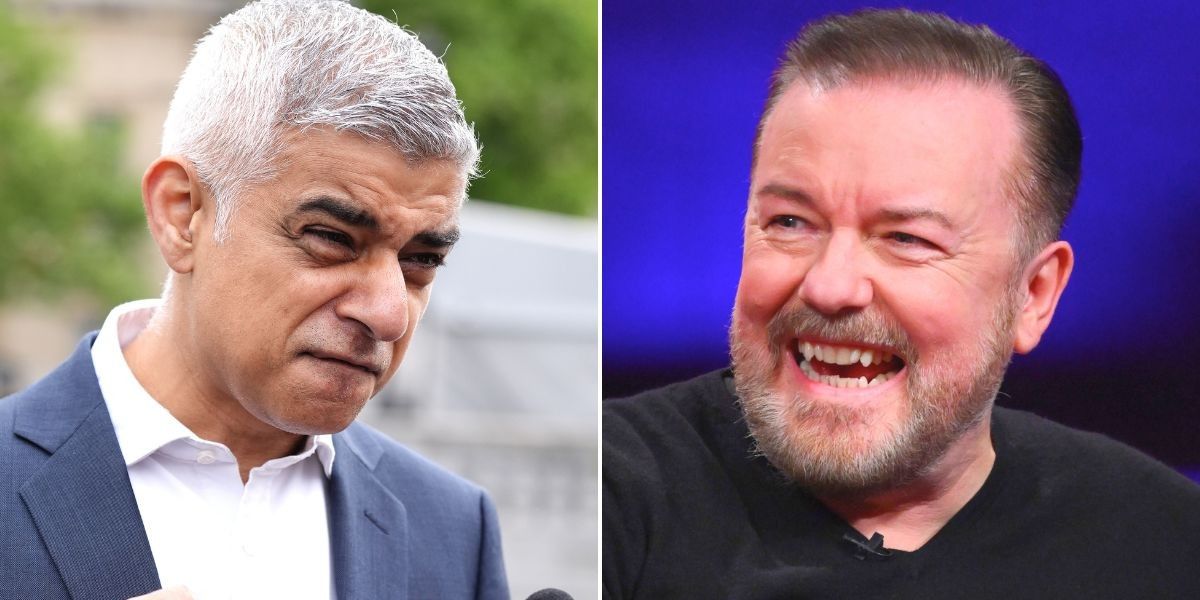 NextImg:Ricky Gervais says Sadiq Khan's TfL BANNED new drinks ad on Underground as fans blast 'joyless' reason