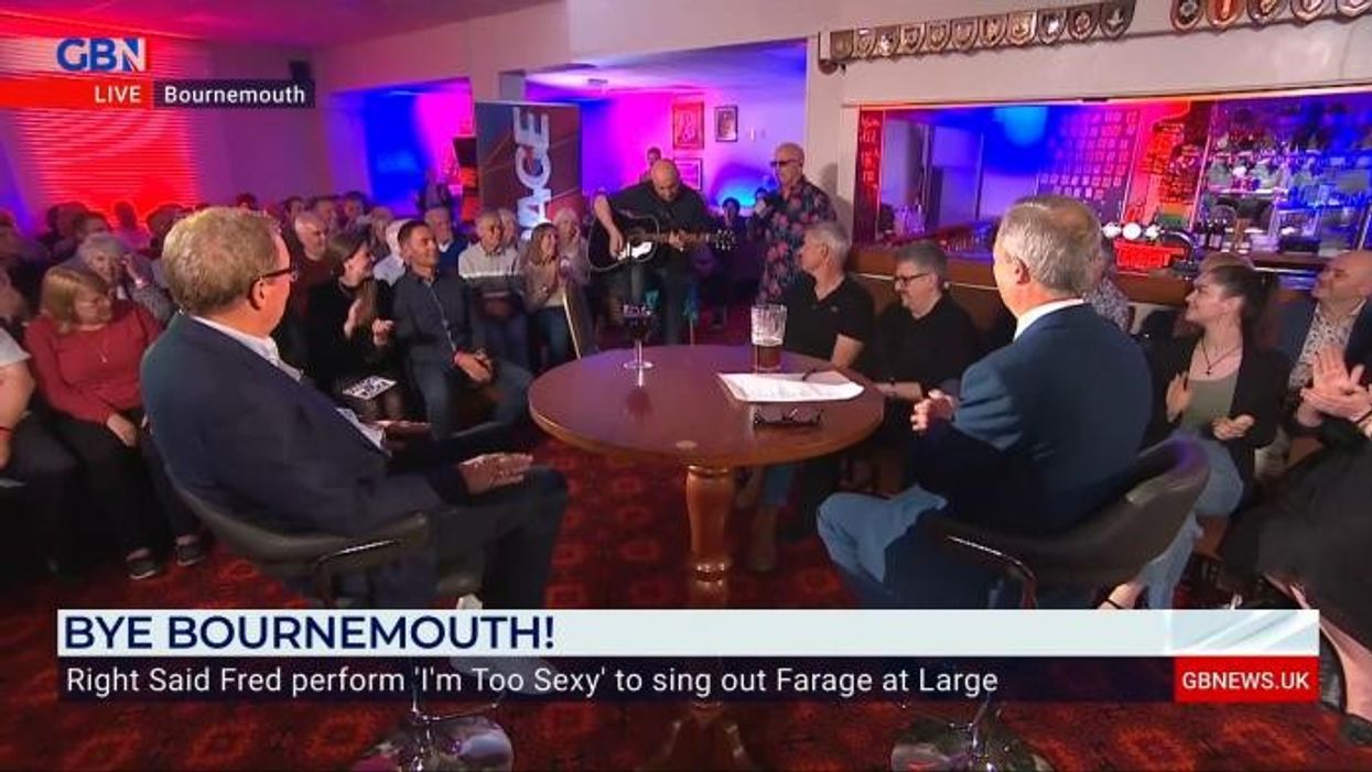 Nigel Farage delights crowd by stripping off as Right Said Fred perform 'I'm Too Sexy'