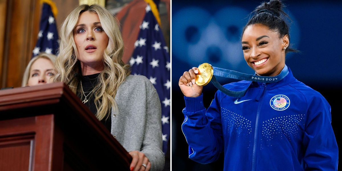 NextImg:Riley Gaines makes surprising statement after row with Simone Biles over trans athletes