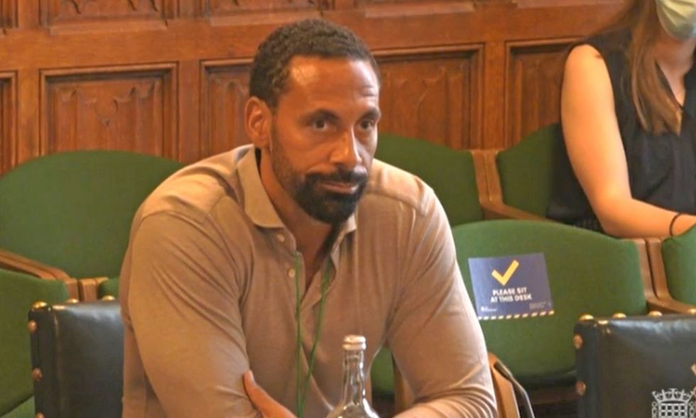 Rio Ferdinand giving evidence to joint committee seeking views on how to improve the draft Online Safety Bill designed to tackle social media abuse.