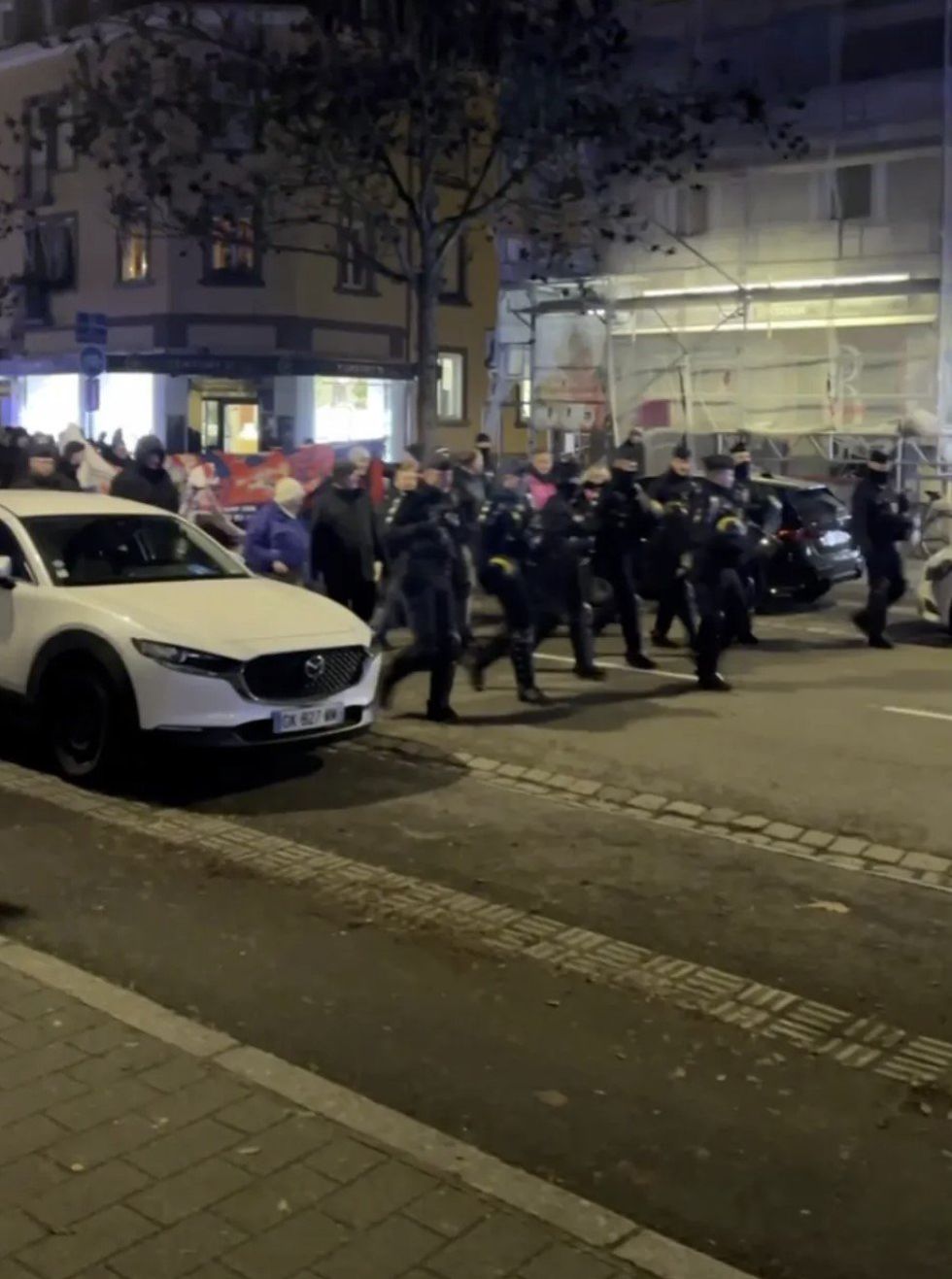 Riot police were called and escorted Palace fans away