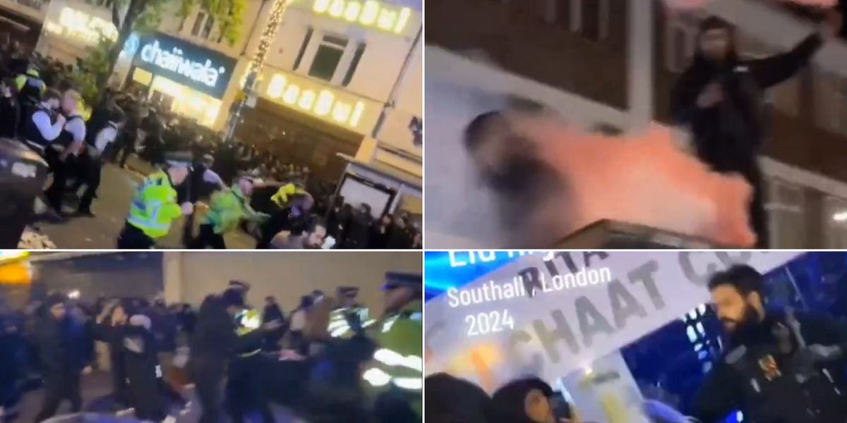 NextImg:Youths throw bottles and piles of rubbish at police in London night of disorder during Eid celebrations