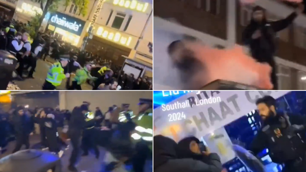Youths throw bottles and piles of rubbish at police in London night of disorder during Eid celebrations Youths throw bottles and piles of rubbish at police in London night of disorder during Eid celebrations